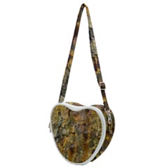 Rusty Orange Abstract Surface Heart Shoulder Bag by dflcprintsclothing