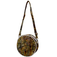 Rusty Orange Abstract Surface Crossbody Circle Bag by dflcprintsclothing