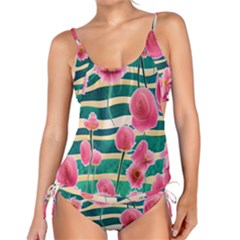 Different Watercolor Flowers Botanical Foliage Tankini Set by GardenOfOphir