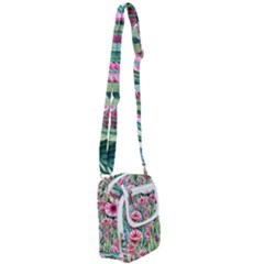 Cute Watercolor Flowers And Foliage Shoulder Strap Belt Bag