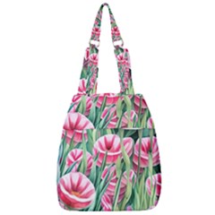 Cute Watercolor Flowers And Foliage Center Zip Backpack by GardenOfOphir