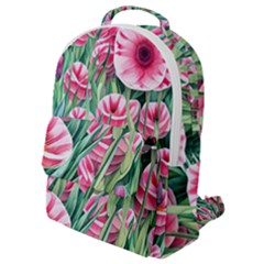 Cute Watercolor Flowers And Foliage Flap Pocket Backpack (small) by GardenOfOphir