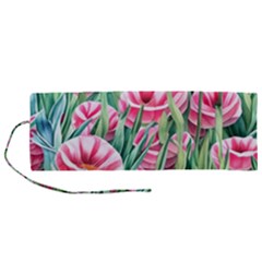 Cute Watercolor Flowers And Foliage Roll Up Canvas Pencil Holder (m) by GardenOfOphir