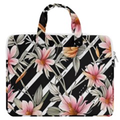 Celestial Watercolor Flowers Macbook Pro 16  Double Pocket Laptop Bag  by GardenOfOphir