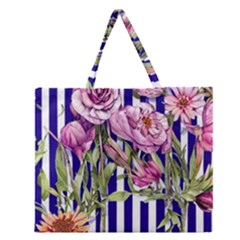 Classy And Chic Watercolor Flowers Zipper Large Tote Bag by GardenOfOphir