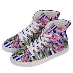 Classy And Chic Watercolor Flowers Men s Hi-top Skate Sneakers by GardenOfOphir