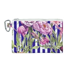 Classy And Chic Watercolor Flowers Canvas Cosmetic Bag (medium)