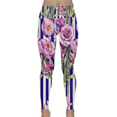 Classy And Chic Watercolor Flowers Lightweight Velour Classic Yoga Leggings by GardenOfOphir