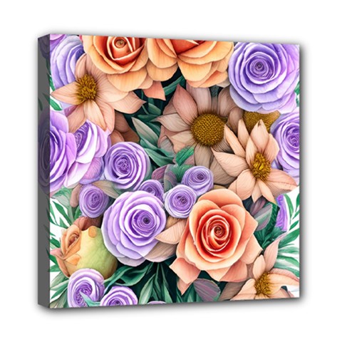 Cheerful And Captivating Watercolor Flowers Mini Canvas 8  X 8  (stretched) by GardenOfOphir