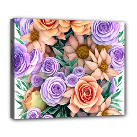 Cheerful And Captivating Watercolor Flowers Deluxe Canvas 24  X 20  (stretched) by GardenOfOphir