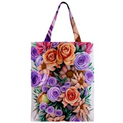 Cheerful And Captivating Watercolor Flowers Zipper Classic Tote Bag by GardenOfOphir