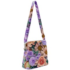 Cheerful And Captivating Watercolor Flowers Zipper Messenger Bag by GardenOfOphir