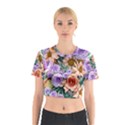 Cheerful and Captivating Watercolor Flowers Cotton Crop Top View1