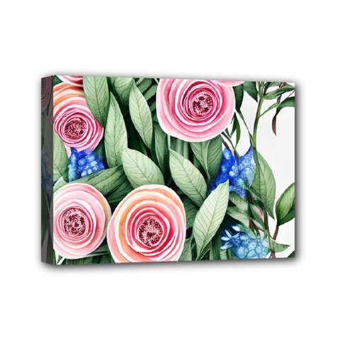 County Charm – Watercolor Flowers Botanical Mini Canvas 7  X 5  (stretched) by GardenOfOphir