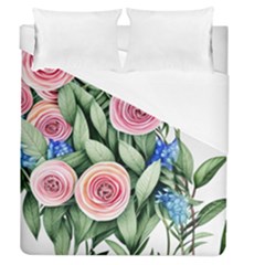 County Charm – Watercolor Flowers Botanical Duvet Cover (queen Size) by GardenOfOphir