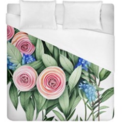 County Charm – Watercolor Flowers Botanical Duvet Cover (king Size) by GardenOfOphir