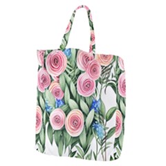 County Charm – Watercolor Flowers Botanical Giant Grocery Tote by GardenOfOphir