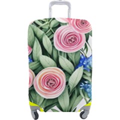 County Charm – Watercolor Flowers Botanical Luggage Cover (large) by GardenOfOphir