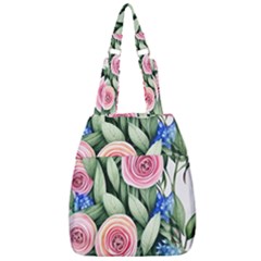 County Charm – Watercolor Flowers Botanical Center Zip Backpack by GardenOfOphir