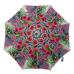 Cherished Blooms – Watercolor Flowers Botanical Hook Handle Umbrellas (medium) by GardenOfOphir