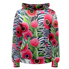 Cherished Blooms – Watercolor Flowers Botanical Women s Pullover Hoodie by GardenOfOphir