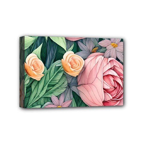 Darling And Dazzling Watercolor Flowers Mini Canvas 6  X 4  (stretched) by GardenOfOphir