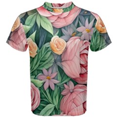 Darling And Dazzling Watercolor Flowers Men s Cotton Tee by GardenOfOphir
