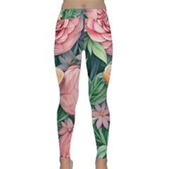 Darling And Dazzling Watercolor Flowers Classic Yoga Leggings by GardenOfOphir