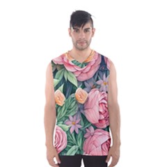 Darling And Dazzling Watercolor Flowers Men s Basketball Tank Top by GardenOfOphir