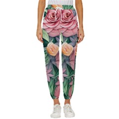 Darling And Dazzling Watercolor Flowers Cropped Drawstring Pants by GardenOfOphir