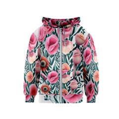 Cheerful Watercolors – Flowers Botanical Kids  Zipper Hoodie by GardenOfOphir