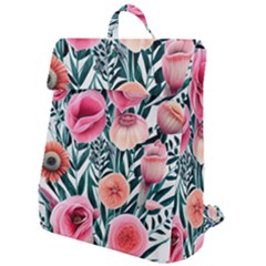 Cheerful Watercolors – Flowers Botanical Flap Top Backpack by GardenOfOphir
