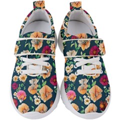 Charming Foliage – Watercolor Flowers Botanical Kids  Velcro Strap Shoes by GardenOfOphir