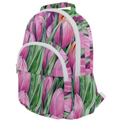 Cheerful Watercolor Flowers Rounded Multi Pocket Backpack by GardenOfOphir