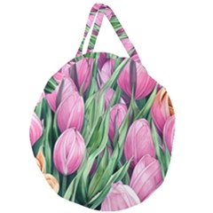 Cheerful Watercolor Flowers Giant Round Zipper Tote by GardenOfOphir