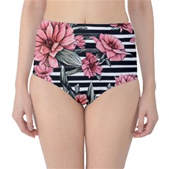 Country-chic Watercolor Flowers Classic High-waist Bikini Bottoms by GardenOfOphir