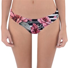 Country-chic Watercolor Flowers Reversible Hipster Bikini Bottoms by GardenOfOphir