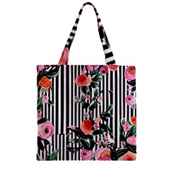 Classic Watercolor Flowers Zipper Grocery Tote Bag by GardenOfOphir