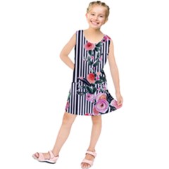 Classic Watercolor Flowers Kids  Tunic Dress
