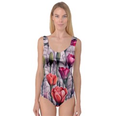 Color-infused Watercolor Flowers Princess Tank Leotard  by GardenOfOphir