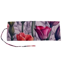 Color-infused Watercolor Flowers Roll Up Canvas Pencil Holder (s) by GardenOfOphir