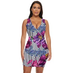 Dazzling Watercolor Flowers Draped Bodycon Dress by GardenOfOphir