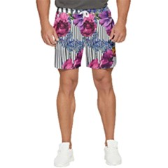 Dazzling Watercolor Flowers Men s Runner Shorts by GardenOfOphir