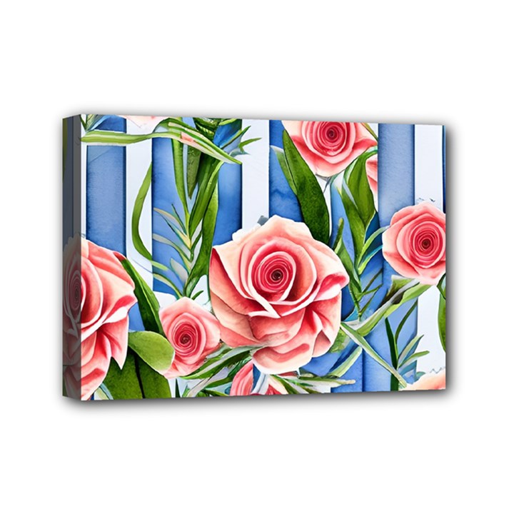 Chic watercolor flowers Mini Canvas 7  x 5  (Stretched)