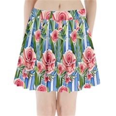 Chic Watercolor Flowers Pleated Mini Skirt by GardenOfOphir