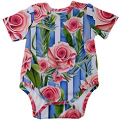 Chic Watercolor Flowers Baby Short Sleeve Bodysuit by GardenOfOphir
