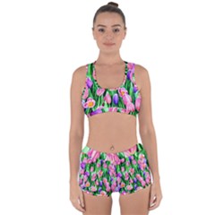 Combined Watercolor Flowers Racerback Boyleg Bikini Set by GardenOfOphir