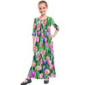 Combined watercolor flowers Kids  Quarter Sleeve Maxi Dress View1