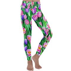 Combined Watercolor Flowers Kids  Lightweight Velour Classic Yoga Leggings by GardenOfOphir