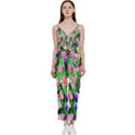 Combined watercolor flowers V-Neck Spaghetti Strap Tie Front Jumpsuit View1